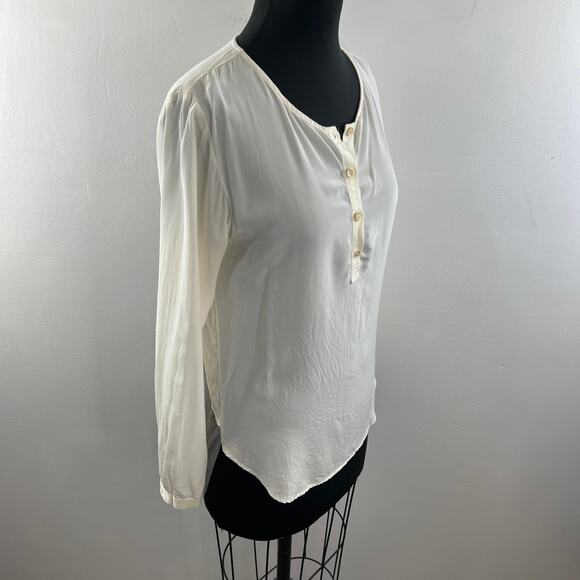 SJOBECK Cream Silk Back Contrast Cut-Out Long Sleeve Pullover Blouse Top Size XS - Picture 6 of 9